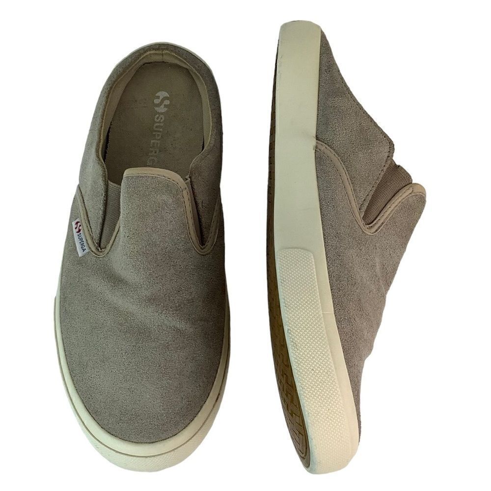 Superga Suew 2388 Grey Suede Mules Flats Slip On Shoes Sneakers Womens Sz 8